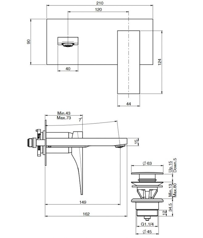 ZETA Miscelatore Lavabo a parete FIMA