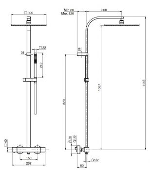 Colonna doccia con miscelatore doccia termostatico Cromo FIMA