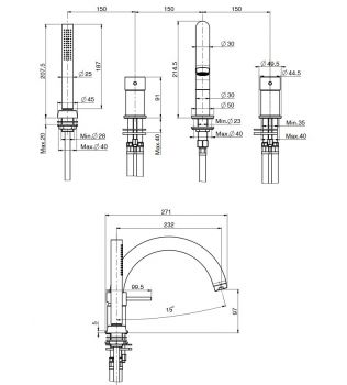 SPILLO UP Miscelatore bordo vasca FIMA Carlo Frattini