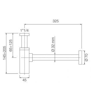 Sifone d'arredo quadro in ottone ispezionabile.