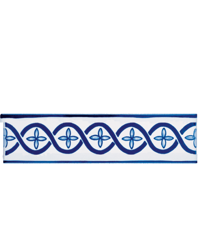 Listello 5x20 Lidia Azzurro decorato a mano G.De Maio