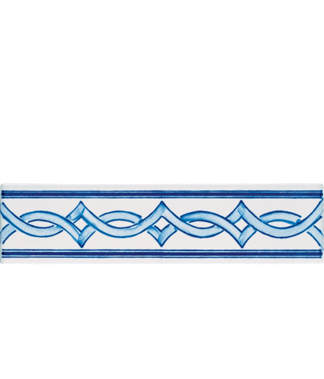 Listello 5x20 Milena Azzurro decorato a mano G.De Maio