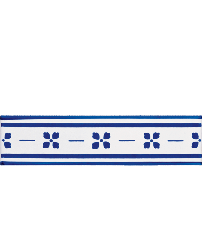Listello 5x20 Palmettina Blu decorato a mano G.De Maio