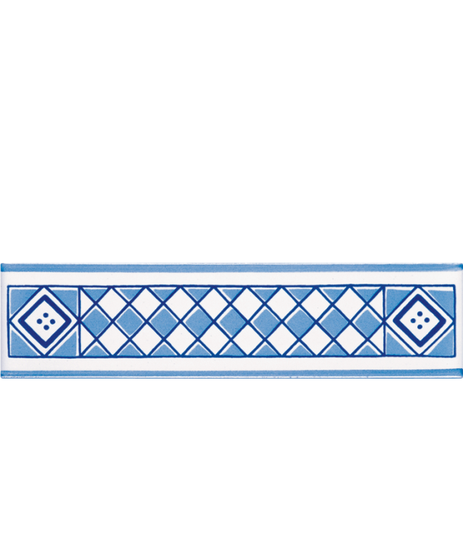 Listello 5x20 Pavus Blu decorato a mano G.De Maio